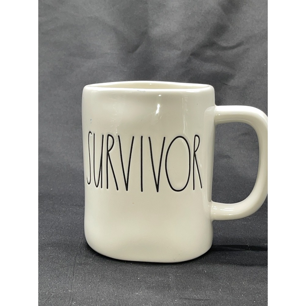 1 Rae Dunn by Magenta Ceramic SURVIVOR Mug Cup Coffee Tea Large Letters
